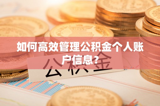 抚顺如何高效管理公积金个人账户信息？